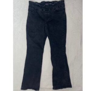 Gloria Vanderbilt Amanda Pull-on Jeans Women 30x28 Size 14S Black Denim Wide Leg